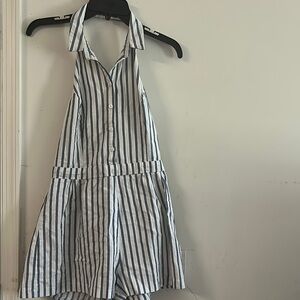 Forever 21 Blue and White Striped Jumpsuit